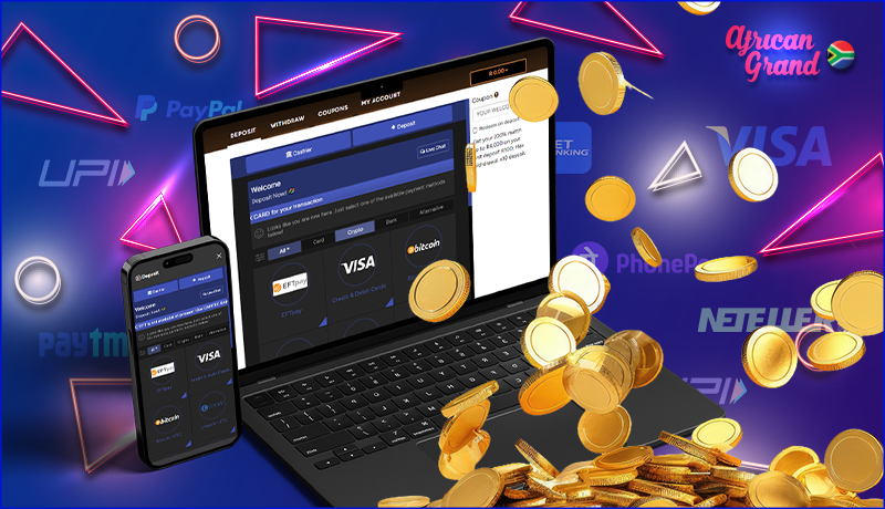 You can withdraw and deposit funds on the African Grand website